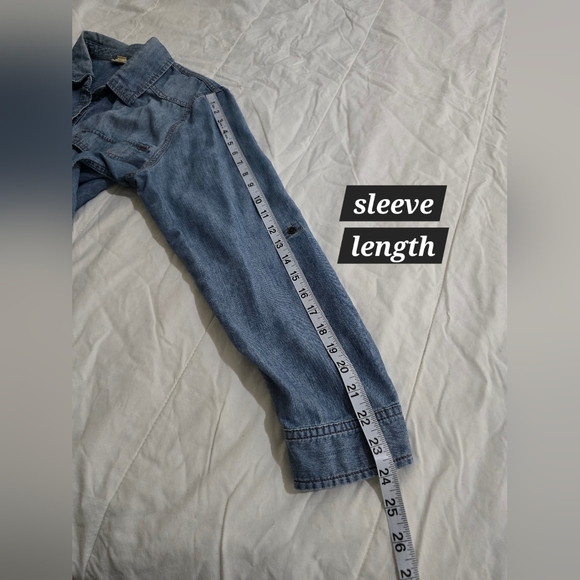 Blue Chambray Button Front Long Sleeve Button Up Shirt - Picture 9 of 9